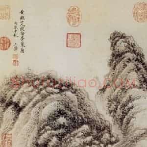 1676年 王翚《陡壑奔泉图轴》国画山水写意作品图片赏析