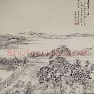 1694年 王翚《卢鸿草堂图轴》国画山水写意作品图片赏析