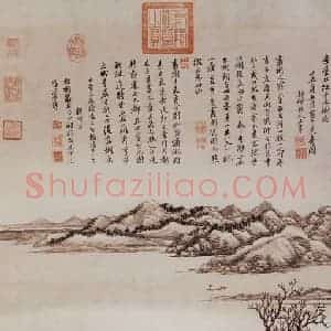 1712年 王翚《江干七树图轴》国画山水写意作品图片赏析
