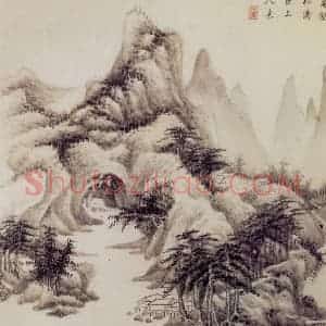 1662年 王翚《仿古山水册》国画山水写意作品图片赏析