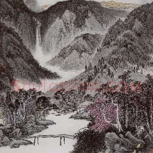 1993年 亚明《洪应明读书堂》国画山水作品图片赏析
