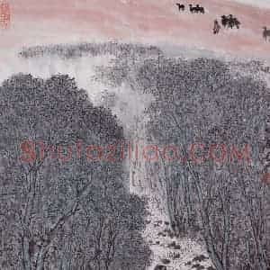 1995年 亚明《塞外有此景》国画山水作品图片赏析
