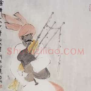 1978年 亚明《乐舞》国画人物作品图片赏析