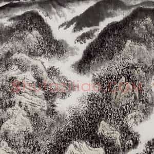1989年 亚明《苗寨秋色》国画山水作品图片赏析