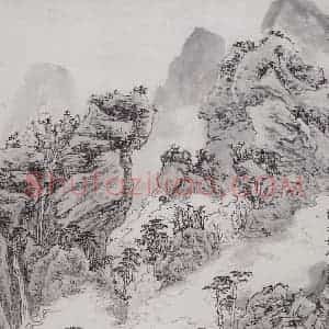 1990年 亚明《元稹离思诗意》国画山水作品图片赏析