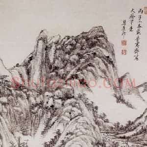 清代 王原祁《仿大痴山水图轴》国画山水作品图片赏析