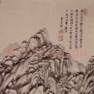 清代 王原祁《仿吴镇山水图轴》国画山水作品图片赏析