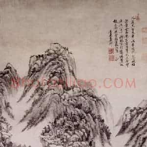 清代 王原祁《仿大痴山水图轴》国画山水作品图片赏析