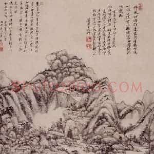 清代 王原祁《夏山图轴》国画山水作品图片赏析