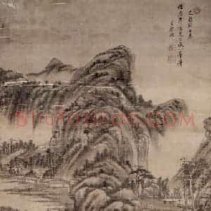 清代 王原祁《仿一峰山水图轴》国画山水作品图片赏析