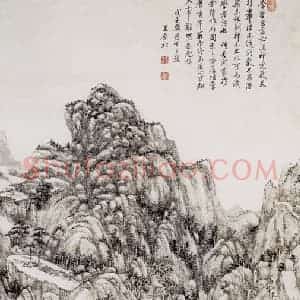 清代 王原祁《神完气足图轴》国画山水作品图片赏析