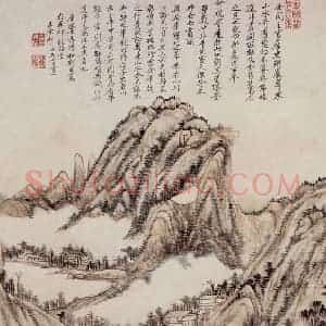 清代 王原祁《粤东山水图轴》国画山水作品图片赏析