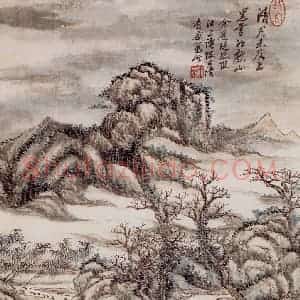 清代 王原祁《仿古上水图册》国画山水作品图片赏析