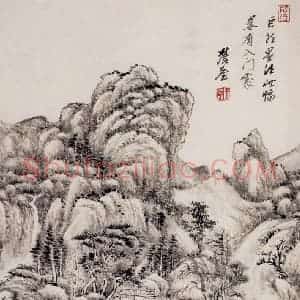 清代 王原祁《仿古上水图册》国画山水作品图片赏析