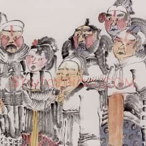 2001年 周京心《名花有主图》国画人物作品图片赏析