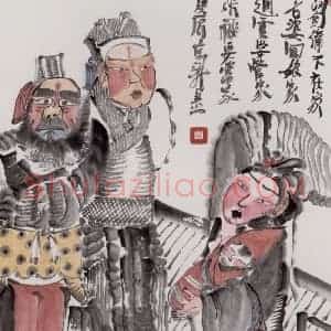 2000年 周京心《刘备不在家》国画人物作品图片赏析