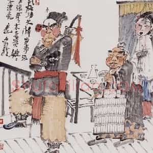 2001年 周京心《武松当家图》国画人物作品图片赏析
