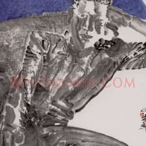 1999年 周京心《蓝蓝的天》国画人物作品图片赏析