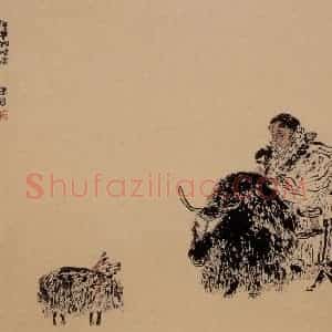 1988年 周京心《神羊的对话》国画综合作品图片赏析