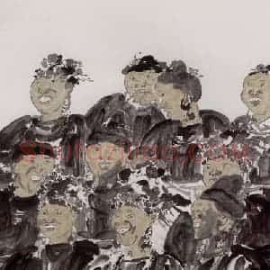 1990年 周京心《山歌之二》国画人物作品图片赏析