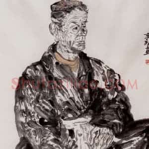 1992年 周京心《老虞之三》国画人物作品图片赏析