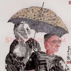 1996年 周京心《金鸡》国画人物作品图片赏析