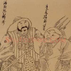 1998-1999年 周京心《水浒人物八十图·解珍 解宝》国画人物作品图片赏析
