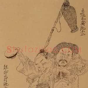 1998-1999年 周京心《水浒人物八十图·阮小二 阮小五》国画人物作品图片赏析