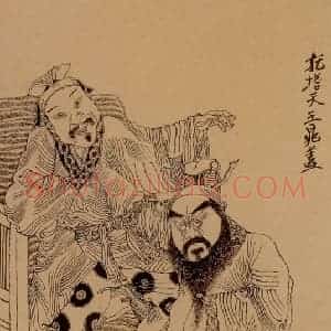 1998-1999年 周京心《水浒人物八十图·晁盖 王伦》国画人物作品图片赏析