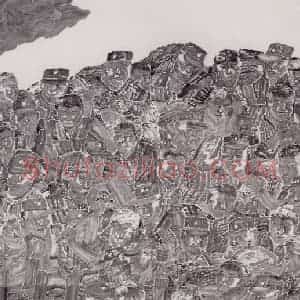 1998年 周京心《战洪图》国画人物作品图片赏析