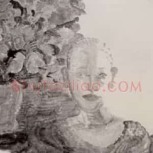 2000年 周京心《花影》国画人物作品图片赏析