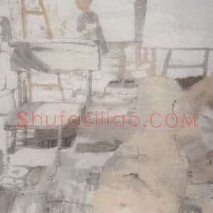 1999年 田黎明《课堂写生》国画人物作品图片赏析
