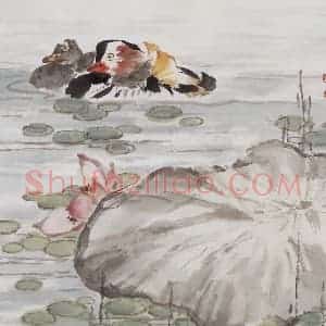 1990年 萧朗《相依》国画花鸟写意作品图片赏析