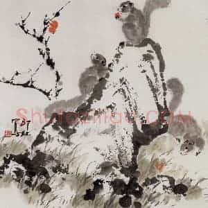 1992年 萧朗《拾秋》国画花鸟写意作品图片赏析