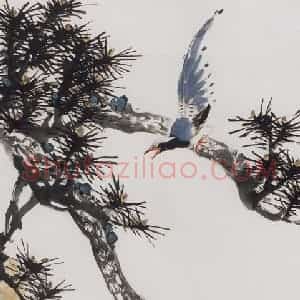 1994年 萧朗《双寿》国画花鸟写意作品图片赏析