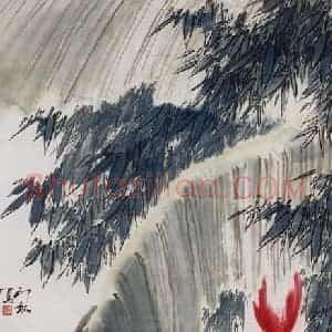 1964年 萧朗《浴罢》国画花鸟写意作品图片赏析