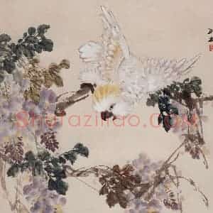 1985年 萧朗《葵花鹦鹉》国画花鸟写意作品图片赏析