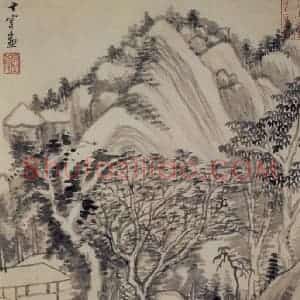 1621年 董其昌《山水册之三》国画山水写意作品图片赏析