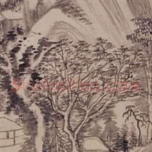1621年 董其昌《山水册之三》国画山水写意作品图片赏析