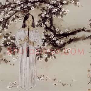 2003年 冯远《四季.吹奏黑管的女子》国画人物作品图片赏析