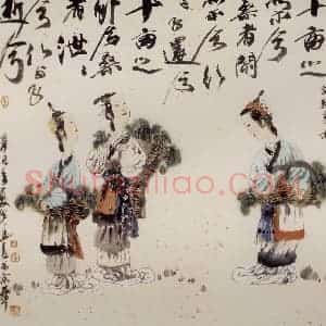 2001年 冯远《诗经画意》国画人物作品图片赏析