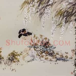 2003年 冯远《惊蛰.古人词意》国画人物作品图片赏析