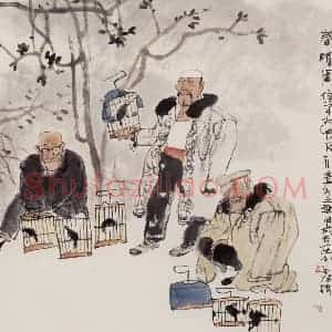 1994年 卢沉《春情图》国画人物作品图片赏析