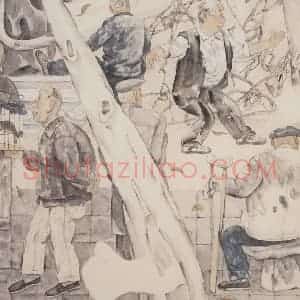 2000年 卢沉《斜阳》国画综合作品图片赏析
