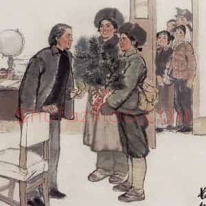 1973年 周思聪《长白青松》国画人物作品图片赏析