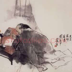 1980年 周思聪《曹雪芹先生荒郊著书图》国画人物作品图片赏析
