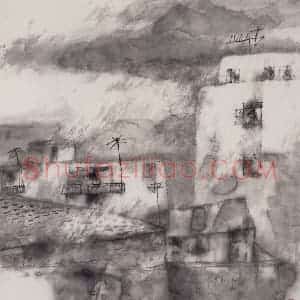 1987年 周思聪《过路雨》国画山水作品图片赏析