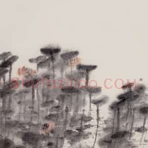 1992年 周思聪《接天莲叶无穷碧》国画花鸟作品图片赏析
