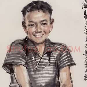 1978年 卢沉《人物写生》国画人物作品图片赏析