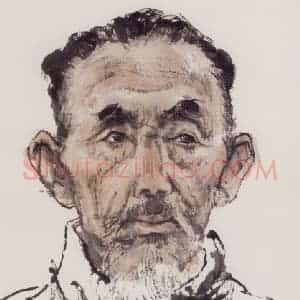 1984年 卢沉《水墨人物写生》国画人物作品图片赏析